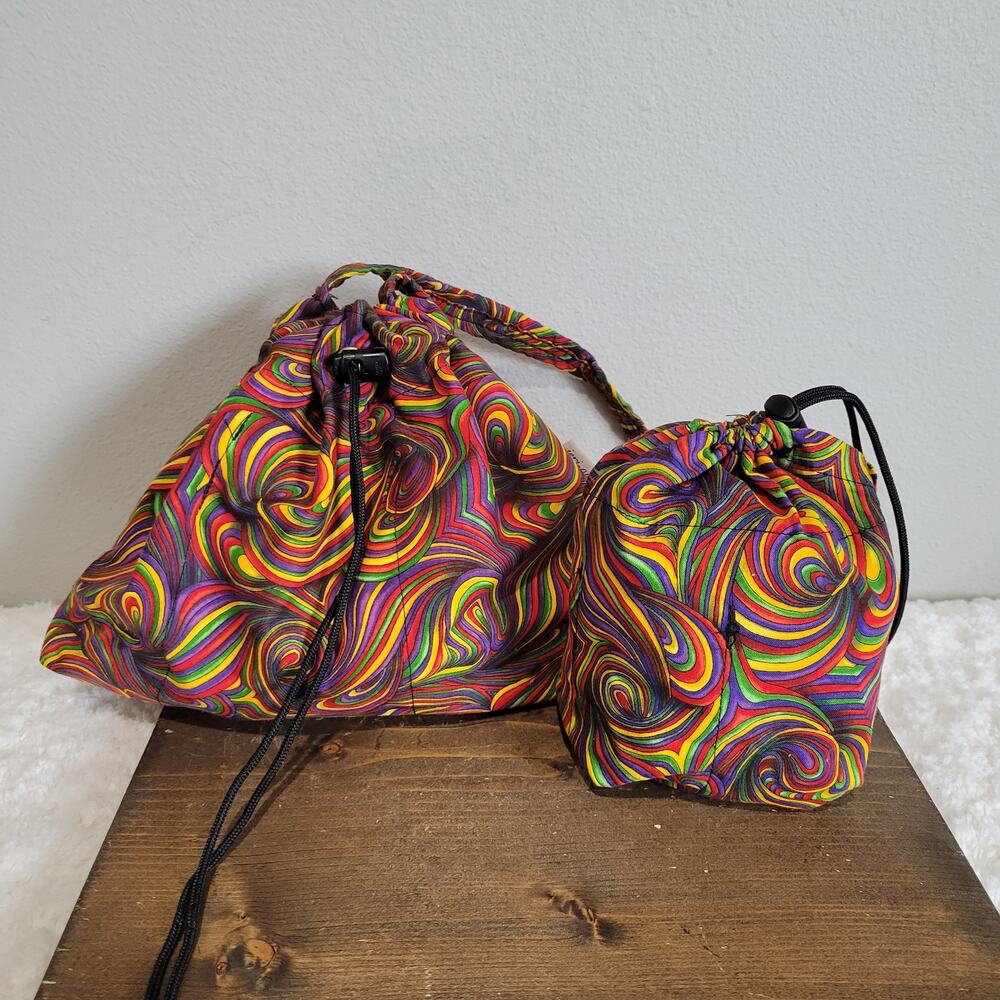Jeri-oh's Multi-color Hippie Print Drawstring Tapestry Bags